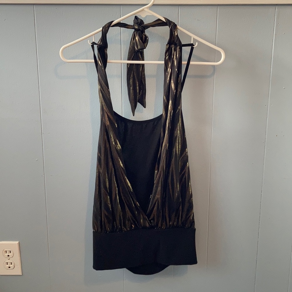 Black and Gold Deep Cut Halter